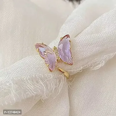 Vembley Lavish Designer Purple Crystal Butterfly Ring-thumb5