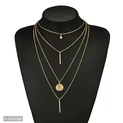Vembley Gold Plated Stylish Layered Pendant Necklace for Women-thumb5