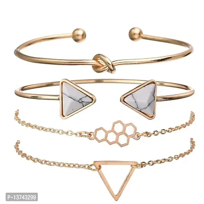 Vembley Lavish Gold Plated Multi Design Crystal Combo of 4 Bracelet for Women and Girls