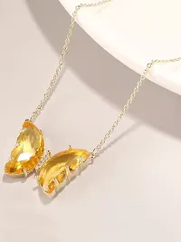 Vembley Lavish Yellow Crystal Butterfly Pendant Necklace-thumb1