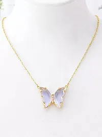 Vembley Combo Of 2 Lovely Gold Plated Purple Crystal Butterfly Pendant Necklace For Women and Girls-thumb3