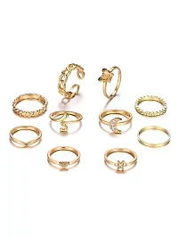 Gold Plated 10 Piece Multi Design Ring Set-thumb4