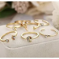 Gold Plated Seven Piece Moon Star Ring Set For Women and Girls.-thumb3