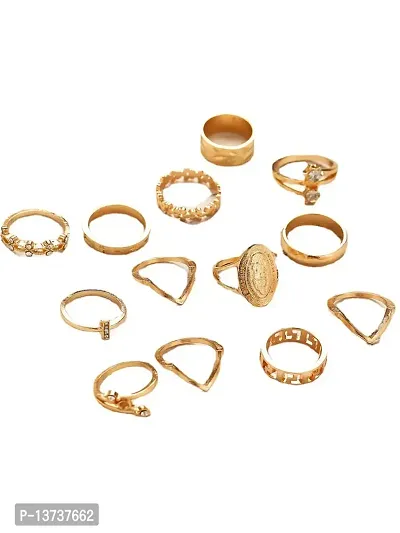 Vembley Gold Plated 13 Piece Dimond Studde Ring Set For Women and Girls.