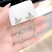 Vembley Korean Studded Tassels Butterfly Drop Earrings For Girls And Women-thumb3