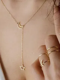 Vembley Combo Of 2 Pretty Gold Plated Moon Dropping Star and Thunder Storms Pendant Necklace For Women and Girls-thumb3