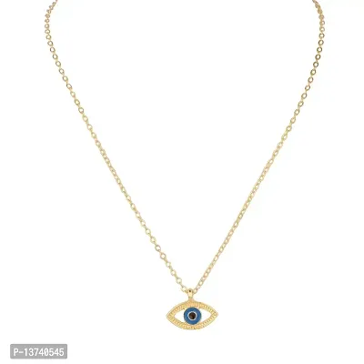 Vembley Stylish Gold Plated Evil Eye Pendant Necklace for Women-thumb0
