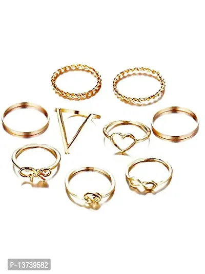 Vembley Gold Plated 9 Piece Love Infinity Ring Set-thumb0