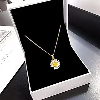 Vembley Stunning Gold Plated Yellow Flower Pendant Necklace for Women and Girls-thumb4