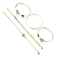 Vembley Combo of 5 Crystal Golden Geometric Star Bracelets For Women And Girls-thumb3