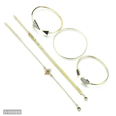 Vembley Combo of 5 Crystal Golden Geometric Star Bracelets For Women And Girls-thumb4