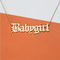 Vembley Pretty Gold Plated Babygirl Alphabet Word Pendant Necklace for Women and Girls-thumb3