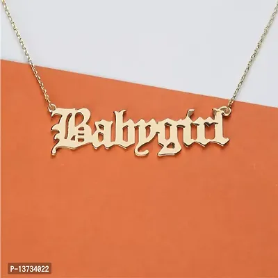 Vembley Pretty Gold Plated Babygirl Alphabet Word Pendant Necklace for Women and Girls-thumb4