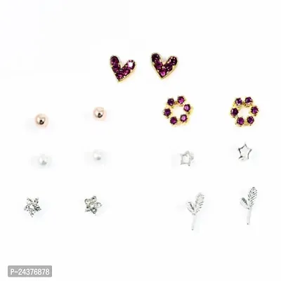 Vembley Pack of 7 Weekly Stud Earrings for Women  Girls-thumb5