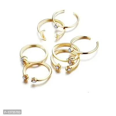 Gold Plated Seven Piece Moon Star Ring Set For Women and Girls.-thumb0
