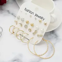 Vembley Stunning Combo of 12 pair Stud and Hoop Earrings for Women and Girls-thumb3