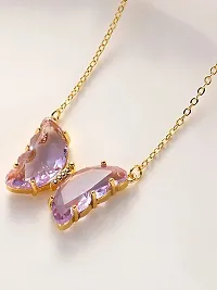 Vembley Lavish Purple Crystal Butterfly Pendant Necklace-thumb4