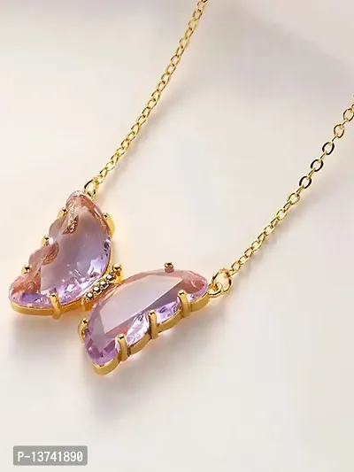 Vembley Lavish Purple Crystal Butterfly Pendant Necklace-thumb5