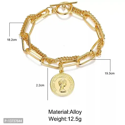 Vembley Fashion Gold Plated Hip Hop Cuban Coin Charm Bracelet For Women And Girls-thumb5
