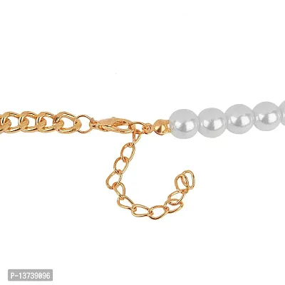 Vembley Stunning Gold Plated Pearl and Chainlink Lock Pendant Necklace for Women and Girls-thumb5