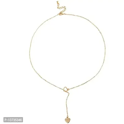 Vembley Stunning Gold Plated Y-Shaped Chunky Chain Drop Heart Pendant Necklace for Women and Girls