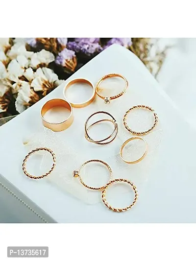 Vembley Gold Plated 5 Piece Simple Heart Ring Set For Women and Girls.-thumb3