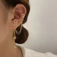 Vembley Korean Flower Ear Cuff Wrap Crawler Stud Earrings For Women And Girls 2 Pcs/Set-thumb1