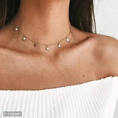 Vembley Single Layered Star Charms Choker Necklace For Girls And Women-thumb3