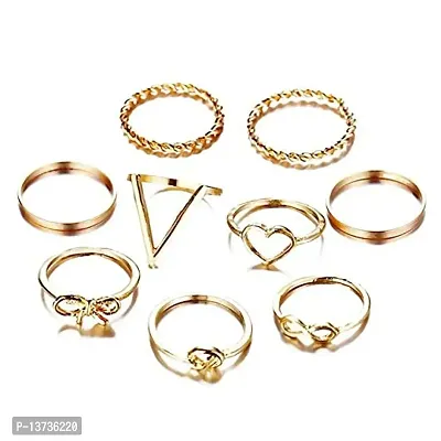 Gold Plated 9 Piece Love Infinity Ring Set For women and Girls.