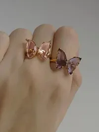 Vembley Charming Gold Plated Purple Crystal Butterfly Ring for Women and Girls-thumb4
