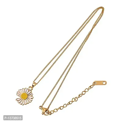 Vembley Stunning Gold Plated Yellow Flower Pendant Necklace for Women and Girls-thumb0