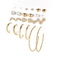 Vembley Stunning Combo of 12 pair Stud and Hoop Earrings for Women and Girls-thumb1