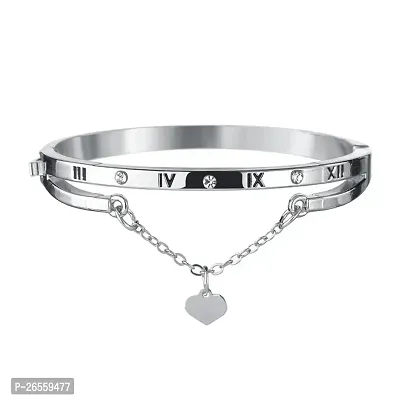 Silver Plated Roman Numerals Heart Charm Bracelet-thumb0