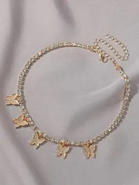 Gorgeous Gold Plated Diamond Studded Butterfly Choker Necklace-thumb2