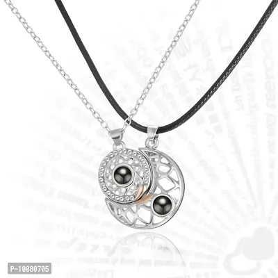 Stylish Sun Moon Matching Magnetic Couple Pendant Necklace For Men And Women