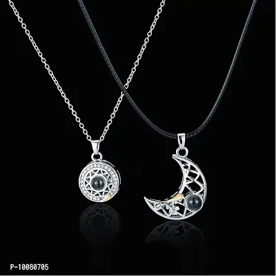 Stylish Sun Moon Matching Magnetic Couple Pendant Necklace For Men And Women-thumb3