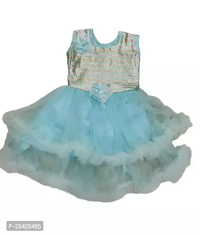 Fabulous Multicoloured Net Self Pattern Frocks For Girls-thumb0