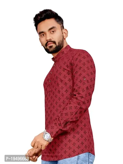 Allan Peter Mens Short  Printed Kurta-thumb2