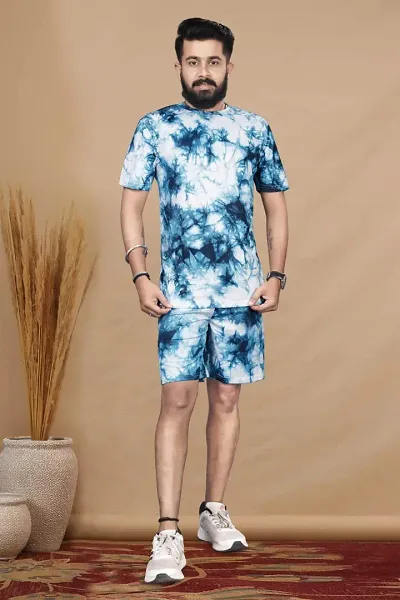 Classic Polycotton Printed Nightwear Short and Tshirt for Men