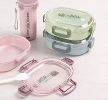 FunBlast Lunch Box for Kids - Stainless Steel Lunch Box with Water Bottle, Tiffin Box for Kids, Bento Lunch Box with compartments & Fork ? 500 ML (Not Leak-Proof - for Dry Foods Only) (Green)-thumb2
