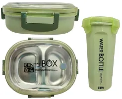 FunBlast Lunch Box for Kids - Stainless Steel Lunch Box with Water Bottle, Tiffin Box for Kids, Bento Lunch Box with compartments & Fork ? 500 ML (Not Leak-Proof - for Dry Foods Only) (Green)-thumb1