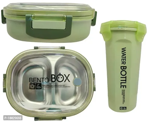 FunBlast Lunch Box for Kids - Stainless Steel Lunch Box with Water Bottle, Tiffin Box for Kids, Bento Lunch Box with compartments & Fork ? 500 ML (Not Leak-Proof - for Dry Foods Only) (Green)-thumb2
