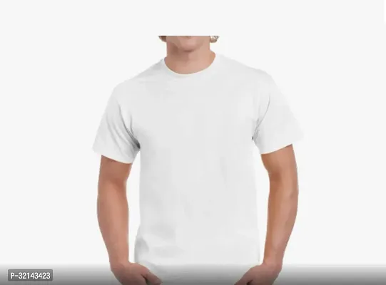 Stylish White Polyester Solid Tees for Men-thumb0