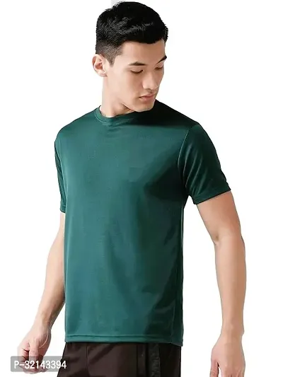 Stylish Green Polyester Solid Tees for Men-thumb0