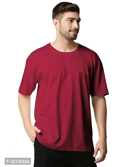 Stylish Maroon Polyester Solid Tees for Men-thumb0