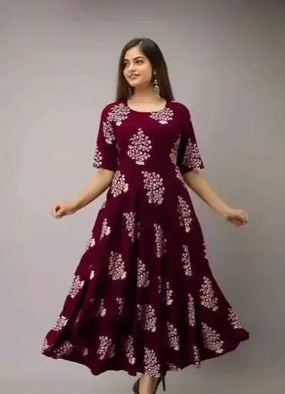 Trendy Rayon Printed Anarkali Kurti