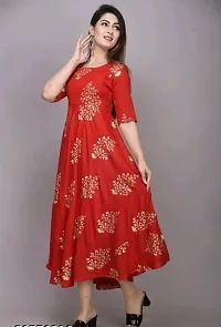 Stylish Red Rayon Kurta For Women-thumb1