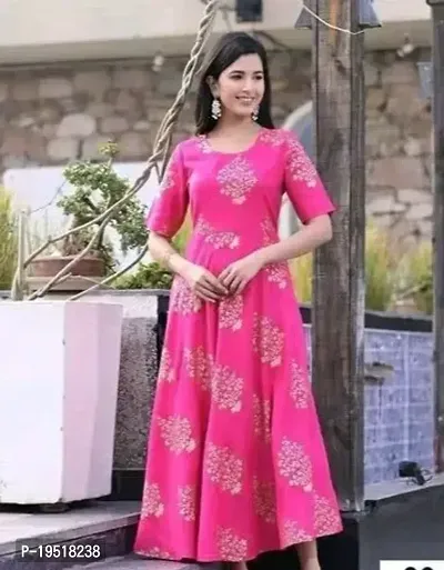 Indo-western Pink  Cotton Blend Gown For Women