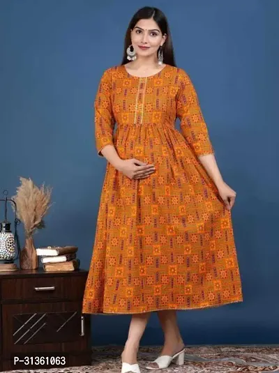 Stylish Orange Viscose Rayon Kurta For Women-thumb0