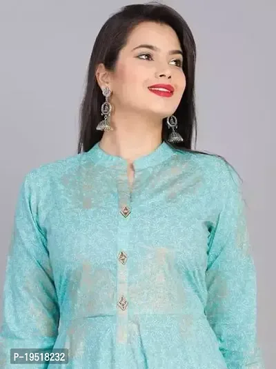 Indo-western Blue  Cotton Blend Gown For Women